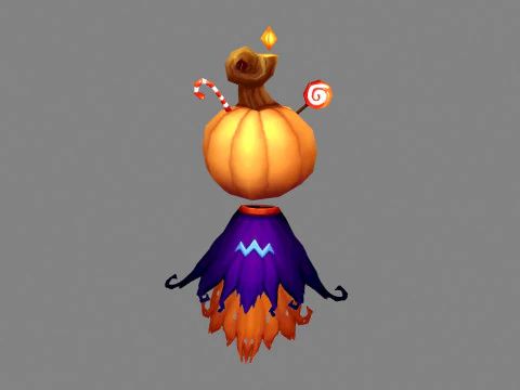 Cartoon pumpkin monster 3D Model