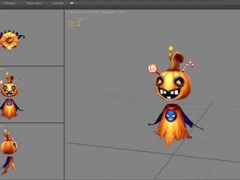 Cartoon pumpkin monster 3D Model