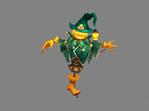 Cartoon Pumpkin Scarecrow Monster Model 3D