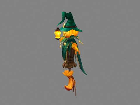 Cartoon Pumpkin Scarecrow Monster 3D Model