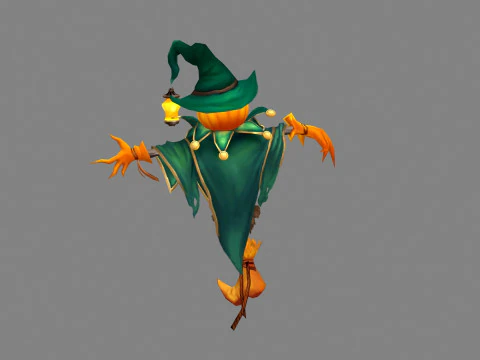 Cartoon Pumpkin Scarecrow Monster 3D Model