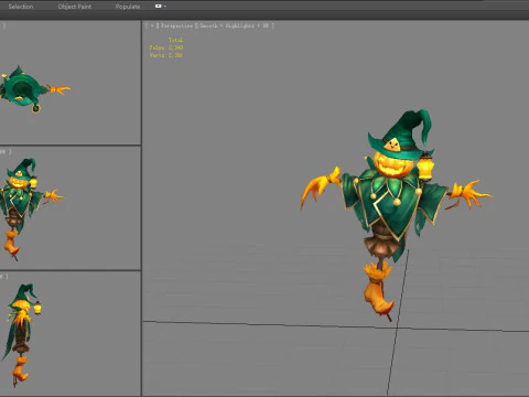 Cartoon Pumpkin Scarecrow Monster 3D Model