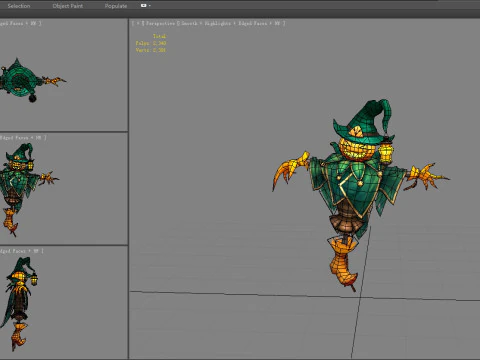 Cartoon Pumpkin Scarecrow Monster 3D Model