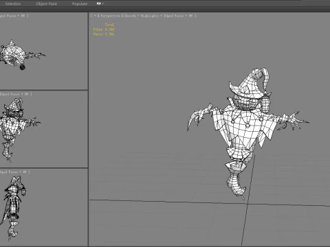Cartoon Pumpkin Scarecrow Monster 3D Model