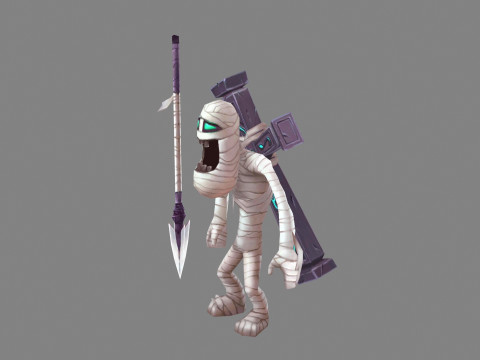 Cartoon spear mummy and cross 3D Модель
