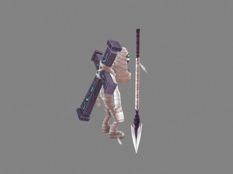 Cartoon spear mummy and cross 3D Модель