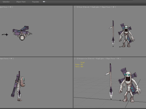 Cartoon spear mummy and cross 3D Модель
