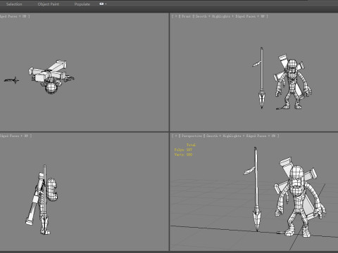 Cartoon spear mummy and cross 3D Модель