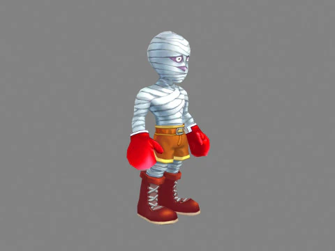 Cartoon mummy man - Injured boxer 3D Model