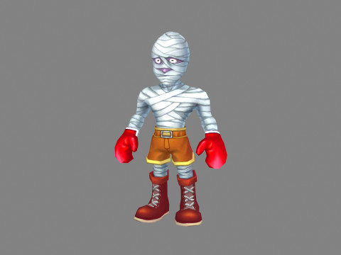 Cartoon mummy man - Injured boxer 3D Model