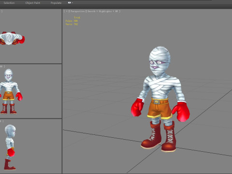 Cartoon mummy man - Injured boxer Modèle 3D