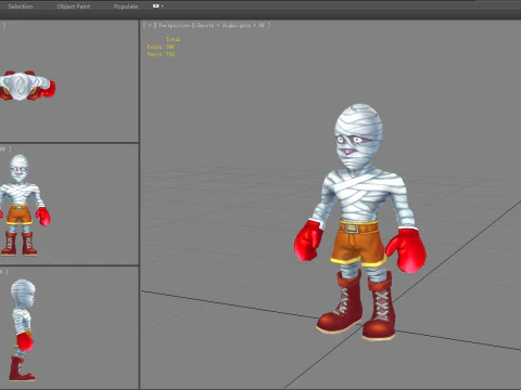 Cartoon mummy man - Injured boxer 3D Model