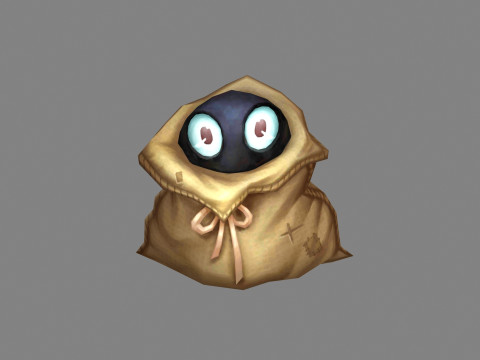 Cartoon ghost hiding in gunny bag Modello 3D