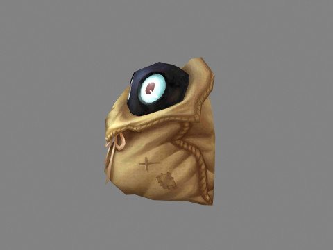 Cartoon ghost hiding in gunny bag Modelo 3D