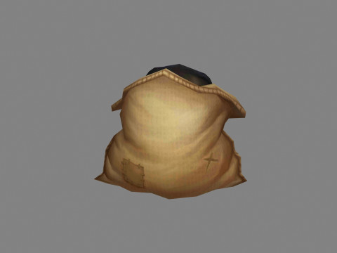 Cartoon ghost hiding in gunny bag Modelo 3D