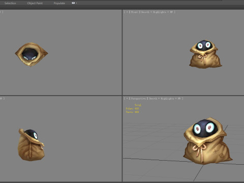 Cartoon ghost hiding in gunny bag Modelo 3D