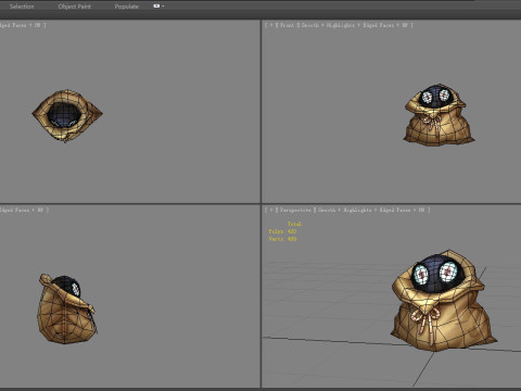 Cartoon ghost hiding in gunny bag Modelo 3D
