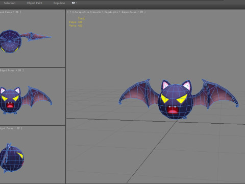 Cartoon bloodsucking bat 3D Модель