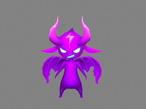 Cartoon Purple devil with horns 3D 모델