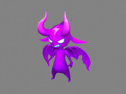 Cartoon Purple devil with horns 3D Model