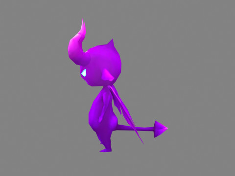 Cartoon Purple devil with horns 3D Model