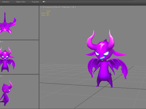 Cartoon Purple devil with horns 3D Model