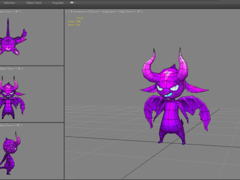 Cartoon Purple devil with horns 3D Model