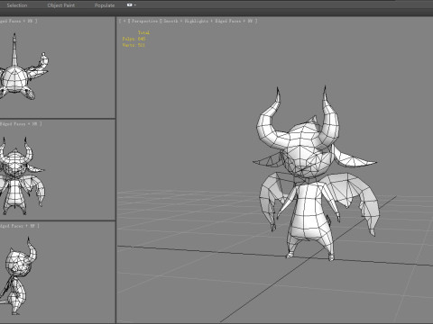Cartoon Purple devil with horns 3D Model