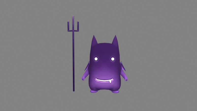 Cartoon Purple Demon Hunter 3D Model .c4d .max .obj .3ds .fbx .stl .blend