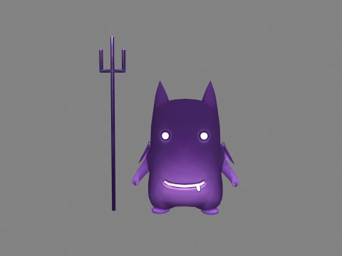 Cartoon Purple Demon Hunter 3D 모델