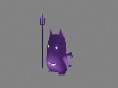 Cartoon Purple Demon Hunter 3D Model