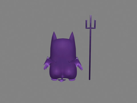 Cartoon Purple Demon Hunter 3D Model
