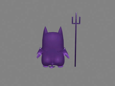Cartoon Purple Demon Hunter 3D Model