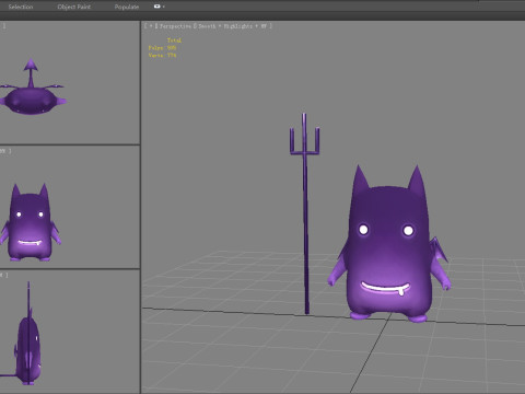 Cartoon Purple Demon Hunter 3D Model