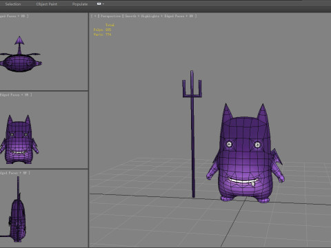 Cartoon Purple Demon Hunter 3D Model