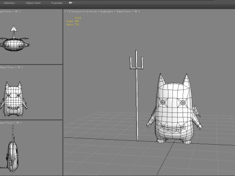 Cartoon Purple Demon Hunter 3D Model