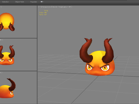 Cartoon Horned demon head 3D Model