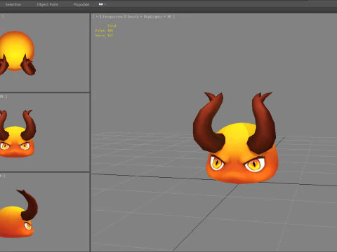 Cartoon Horned demon head 3D Model