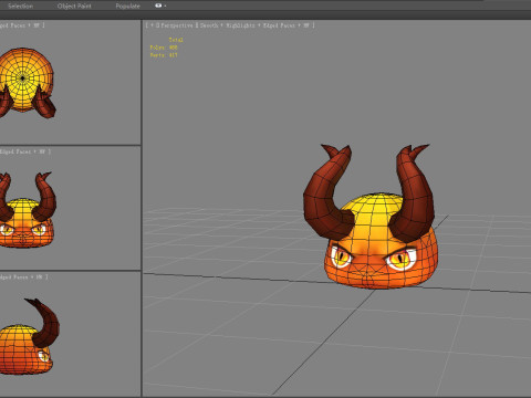 Cartoon Horned demon head 3D Model