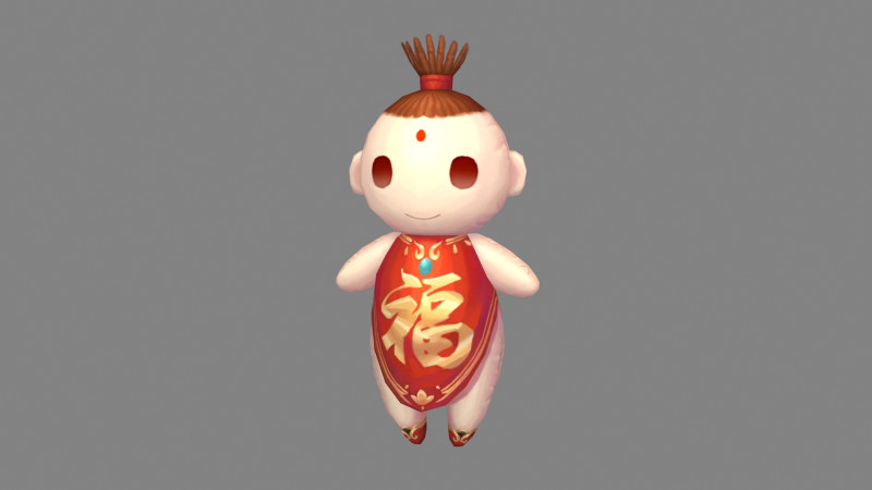 Chinese doll - Cartoon horror doll monster Model 3D .c4d .max .obj .3ds .fbx .stl .blend 