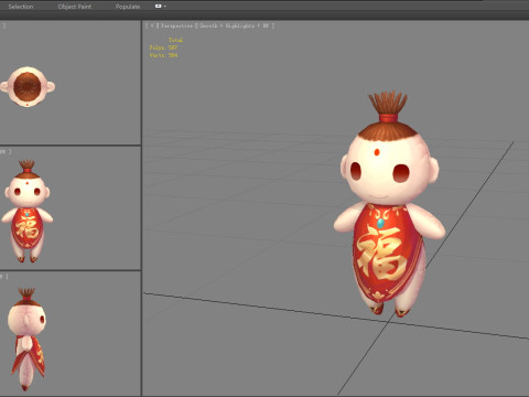 Chinese doll - Cartoon horror doll monster Model 3D