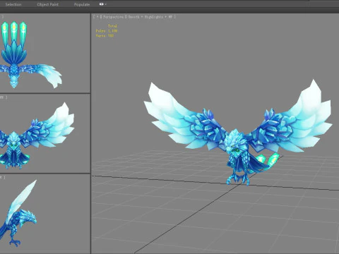 Cartoon ice bird monster 3D Model