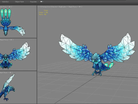 Cartoon ice bird monster 3D Model