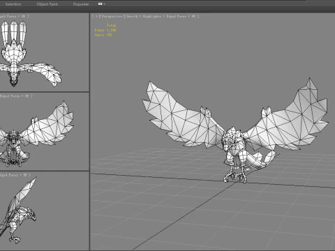 Cartoon ice bird monster 3D Model