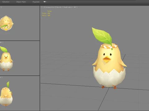 Cartoon new born chick - newborn bird 3D Model