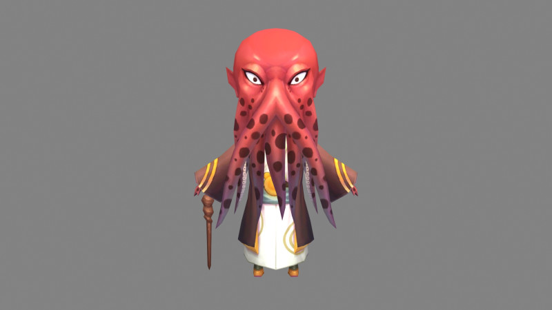Cartoon octopus master - squid monster Model 3D .c4d .max .obj .3ds .fbx .stl .blend