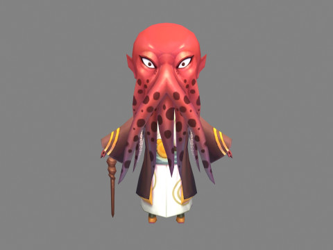Cartoon octopus master - squid monster 3Dモデル