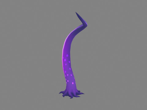Cartoon Purple Tentacle - Sea monster 3D Model