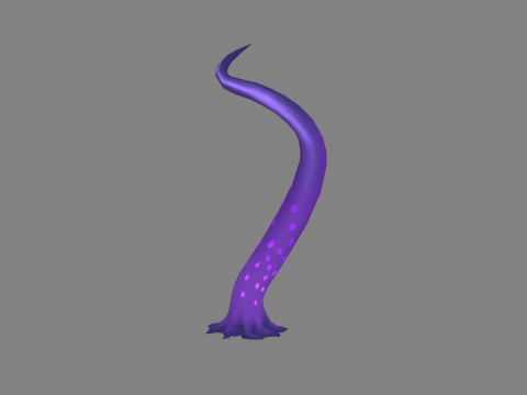 Cartoon Purple Tentacle - Sea monster 3D Model
