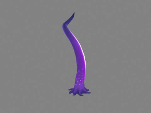 Cartoon Purple Tentacle - Sea monster 3D Model